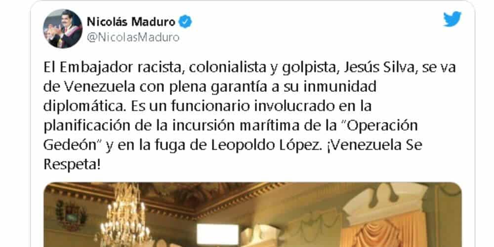 españa-hace-un-reclamo-oficial-contra-los-mensajes-ofensivos-del-presidente-de-venezuela-al-embajador-silva-tweet-aliadoinformativo.com