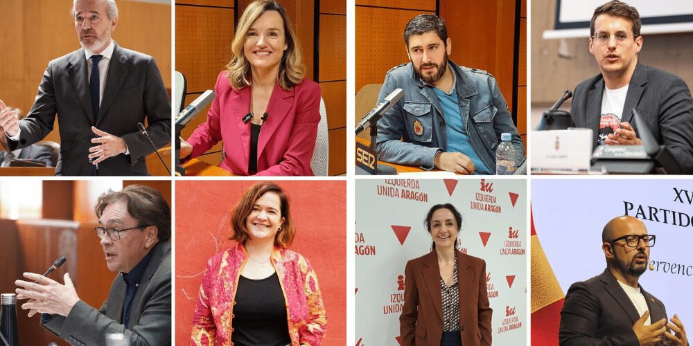 Fotografía de grupo de los principales candidatos a las elecciones autonómicas aragonesas del 8 de febrero de 2026.