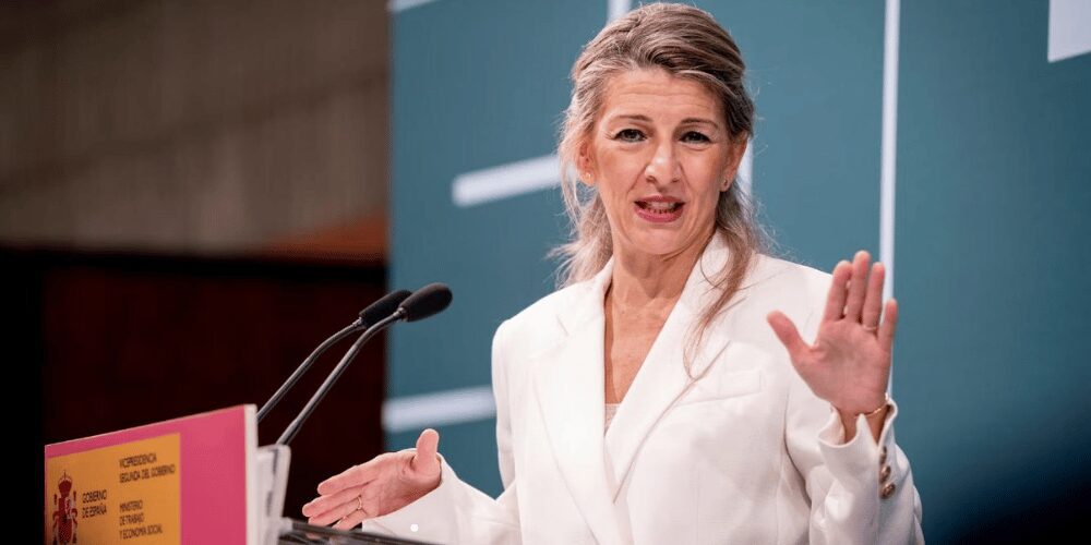 Yolanda Díaz durante intervención 