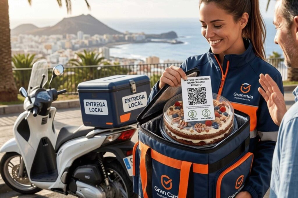 Tartas hechas a manos nutritivas sin gluten ni lactosa, con tarjeta de trazabilidad, en envase térmico para reparto en Gran Canaria